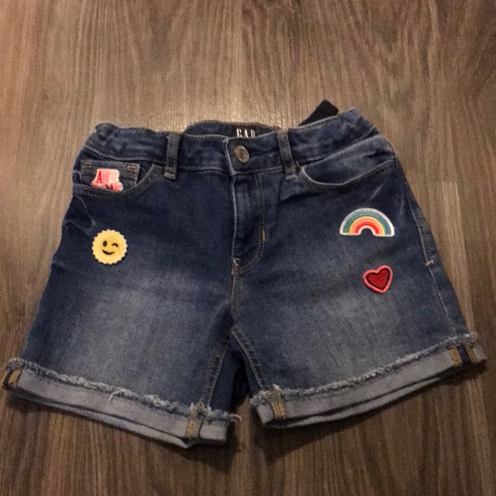 Gap Girls size 7 Jean Shorts with Emoji Patches, NWOT